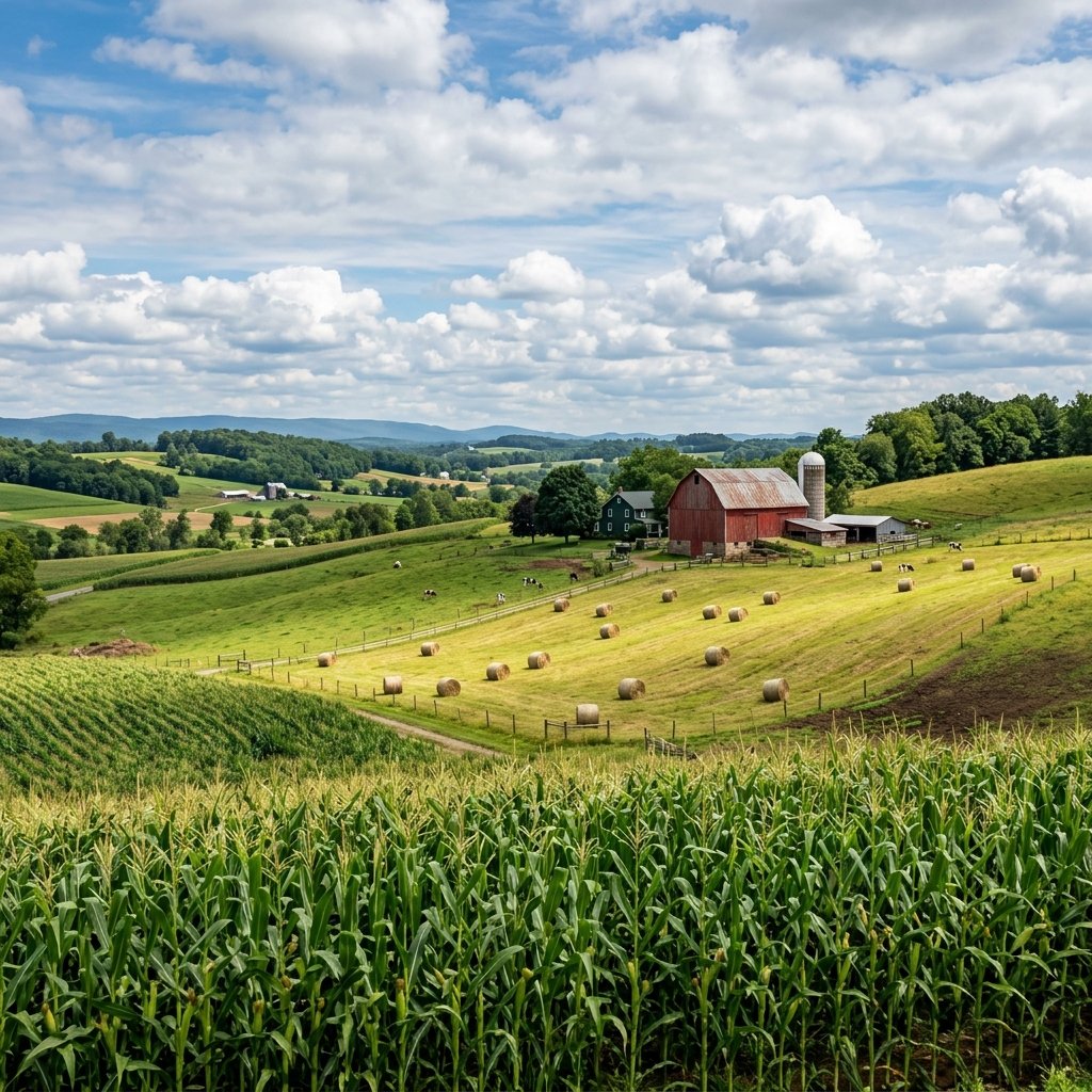 Lush farm landscape